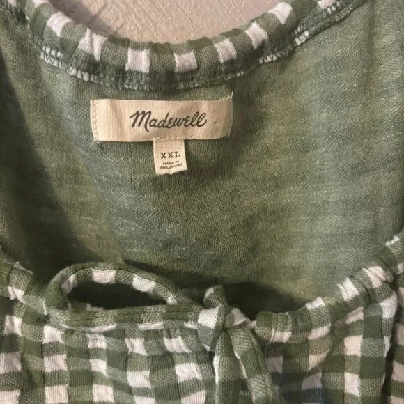 Madewell Jacquard Puff-Sleeve Mini Dress in Gingham Check Size XXL - Picture 2 of 3